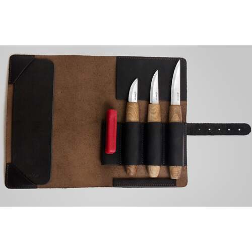BeaverCraft S19X – Premium Whittling Tool Set (3 Deluxe Knives + Accessories in Leather Case)