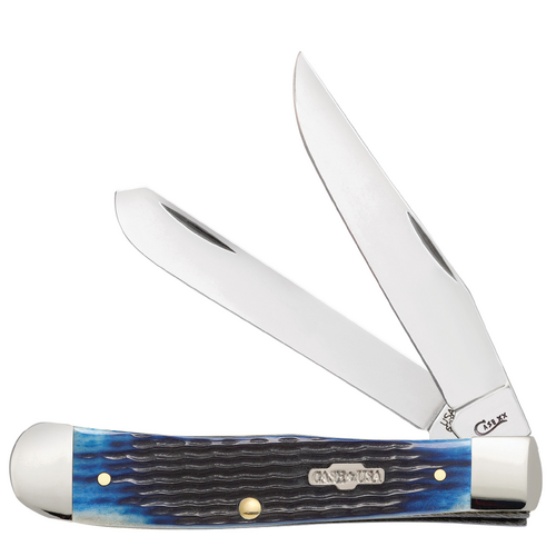 Case Rogers Corn Cob Jig Blue Bone (SS) Large Trapper Folder Knife #02800