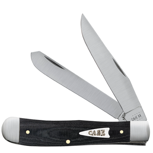 Case Smooth Black Micarta (SS) Large Trapper Folder Knife #27730