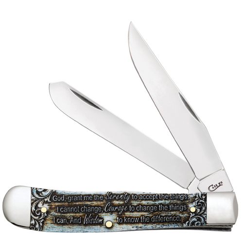 Case Gift Boxed Serenity Prayer Natural Bone (SS) Trapper Folder Knife #38822
