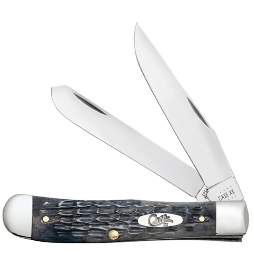 Case Pocket Worn Crandall Jig Grey Bone (CS) Large Trapper Folder Knife #58410