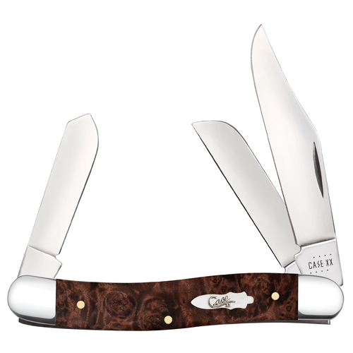 Case Smooth Brown Maple Burl Wood (SS) Large Stockman Folder Knife #64065