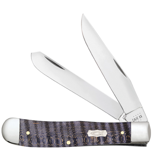 Case Smooth Purple Curly Maple Wood (SS) Large Trapper Folder Knife #80540