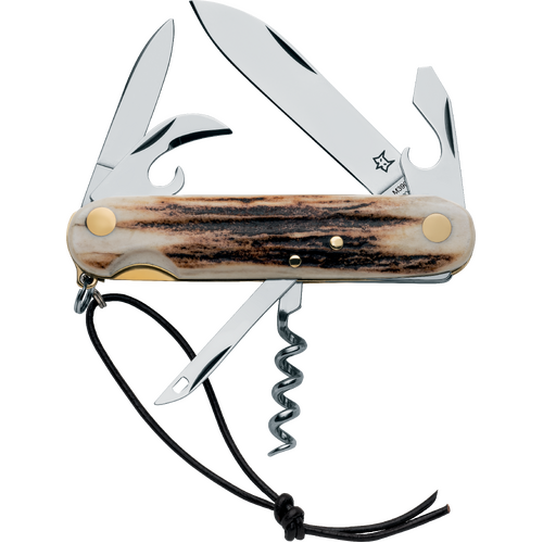 FOX Stag Venatores 6-Function Multi-Tool Folder Knife, Leather Sheath - Model 226/6 CE