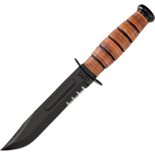 Kabar Short USMC Fixed Blade Knife 1252, Leather Sheath