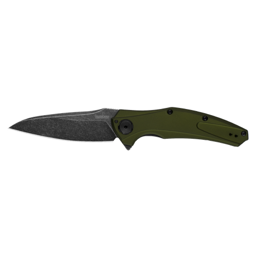 Kershaw Bareknuckle Olive Aluminium, Blackwash Sandvik 14C28N Folder Knife 7777OLBW