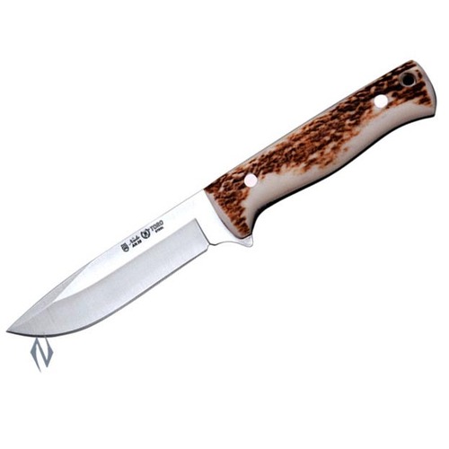 Nieto Toro Stag Horn Hunting Fixed Blade Knife, Leather Sheath - 1063