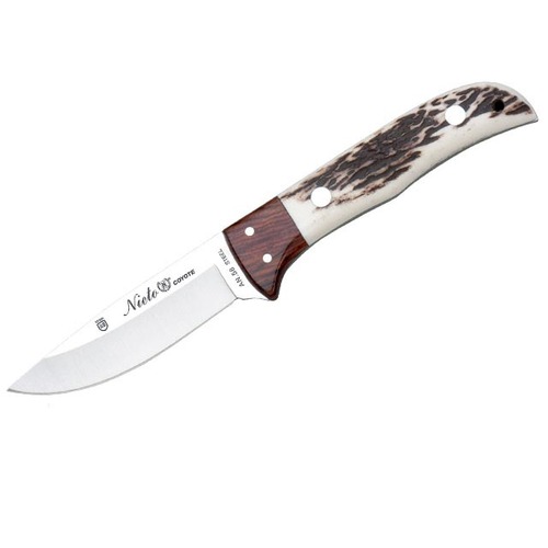 Nieto Coyote Stag Horn Hunting Fixed Blade Knife, Leather Sheath - 1069