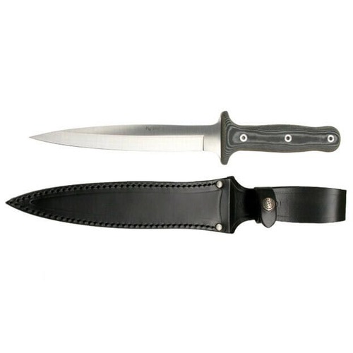Nieto Pig Sticker Black Micarta Hunting Fixed Blade Knife, Leather Sheath - N1N