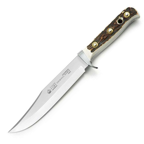 Puma Bowie Stag Handle Hunting Fixed Blade Knife, Leather Sheath - 116396