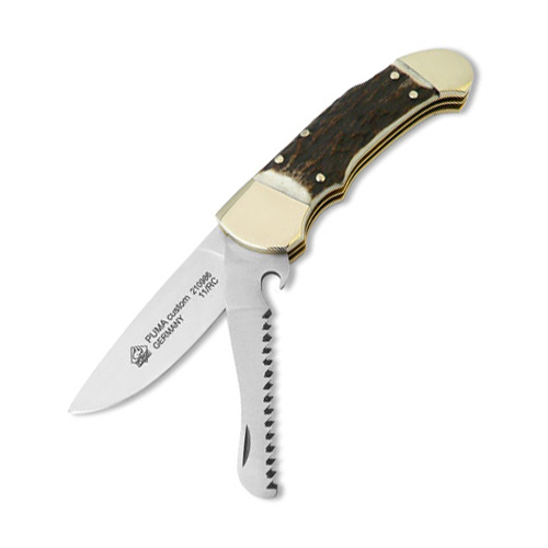 Puma Custom with Saw Staghorn Lockback Folder Knife - 210986