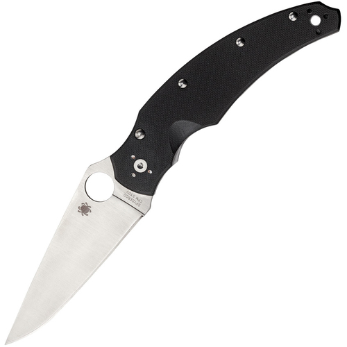Spyderco Opus Black G10, Satin Plain Edge Folder Knife - C218GP