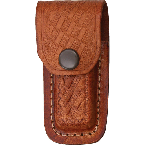 Brown Leather Embossed Basketweave Belt Sheath to Suit 3 - 3.5 Inch Knife
