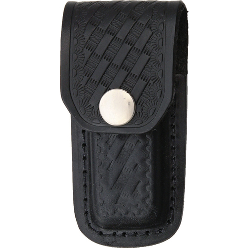 Black Leather Embossed Basketweave Belt Sheath to Suit 3 - 3.5 Inch Knife