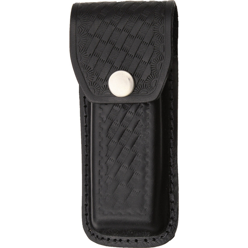 Black Leather Embossed Basketweave Belt Sheath to Suit 4.5 - 5.25 Inch Knife