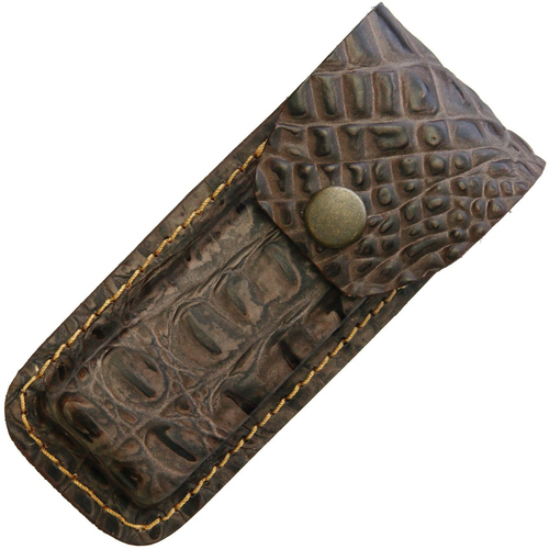 Crocodile Pattern Brown Leather Belt Sheath to Suit 4.5 - 5.25 Inch Knife