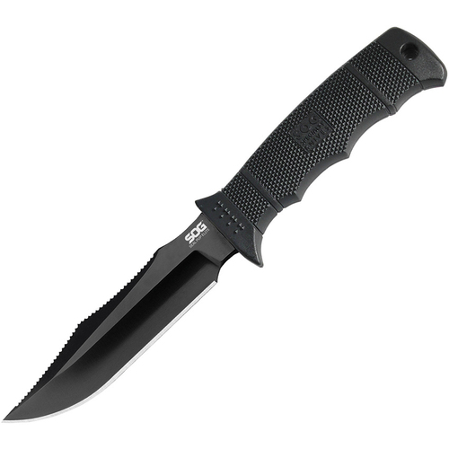 SOG Seal Pup Elite Black TiNi Plain Blade Fixed Blade Knife E37SN