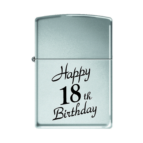 Zippo Lighter, Chrome Happy 18th Birthday - 96035